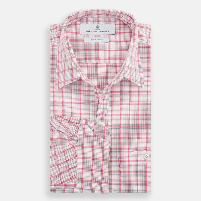 Pink Graph Overlay Check Piccadilly Shirt Image 4
