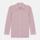 The Pink Graph Overlay Check Piccadilly Shirt by Turnbull & Asser features long sleeves, a button-up front, collar, and chest pockets—a stylish cotton option in a red and white check pattern for the holidays.