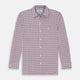 The Turnbull & Asser Purple Graph Overlay Check Piccadilly Shirt, a long-sleeve cotton button-up with two buttoned chest pockets, is neatly laid flat on a plain white background.