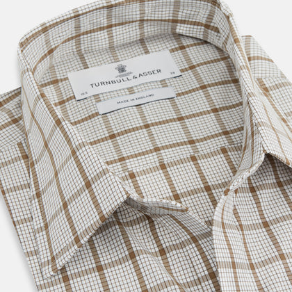 Brown Graph Overlay Check Piccadilly Shirt Image 1