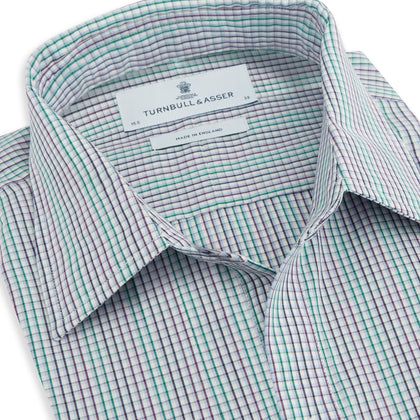 Green Graph Overlay Micro Check Piccadilly Shirt Image 1