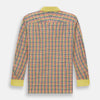 View 5 of product The Portobello Shirt by Turnbull & Asser is a long-sleeve, button-up with a vibrant red, blue, yellow, and green check pattern and a solid yellow collar—ideal for a market-inspired holiday look.