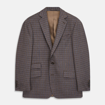 Brown & Blue Check Merino Barrington Blazer Image 1