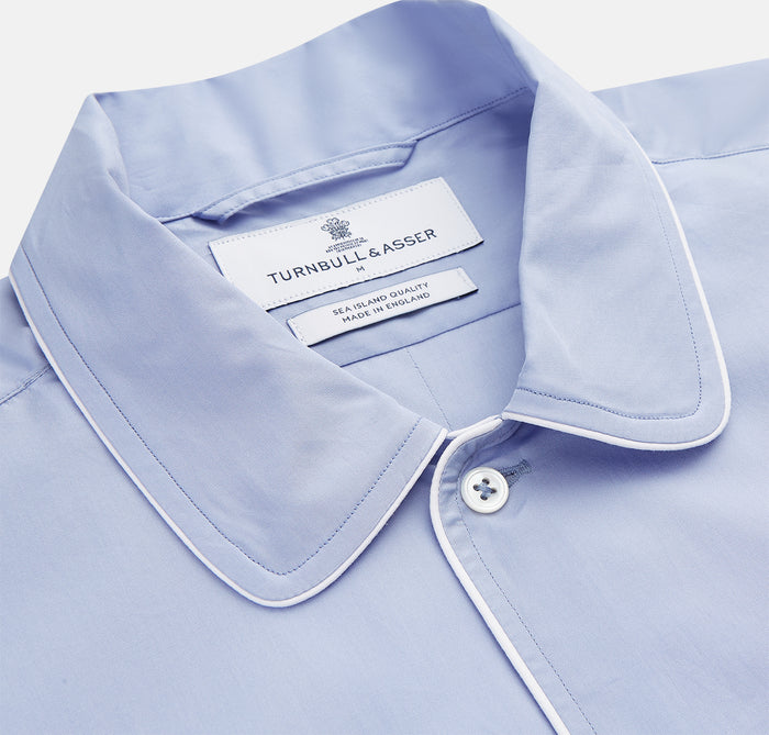 Blue Piped Sea Island Quality Cotton Nightshirt Image 1