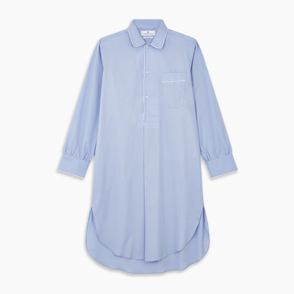 Blue Piped Sea Island Quality Cotton Nightshirt Image 5