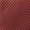 View 4 of product The Turnbull & Asser Die Another Day Stripe Silk Tie, as seen on James Bond, showcases a vibrant orange, red, and purple woven pattern, elegantly rolled and displayed against a white background.