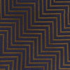 View 4 of product Turnbull & Asser's "The World Is Not Enough" Zig Zag Silk Tie, as seen on James Bond, features a bold navy blue and gold chevron design and is shown neatly rolled on a white background.