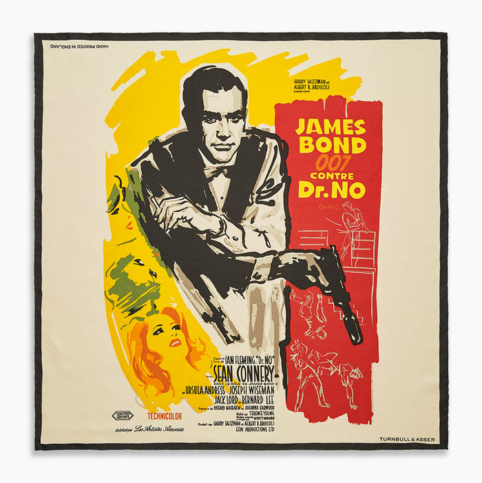 DR. NO Yellow and Blue Poster Silk Pocket Square Image 3