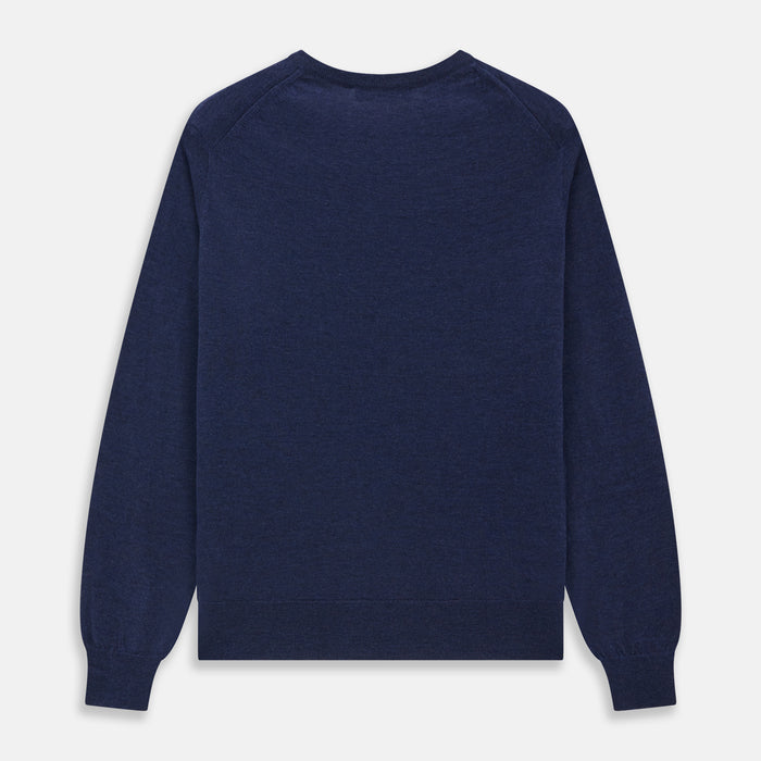 Blue Crew Neck Merino Wool Jumper Image 3