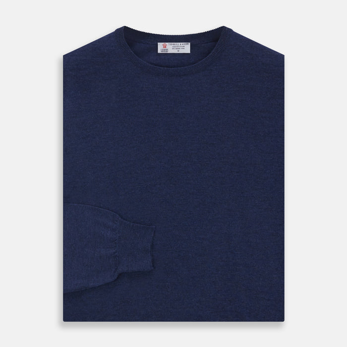 Blue Crew Neck Merino Wool Jumper Image 2