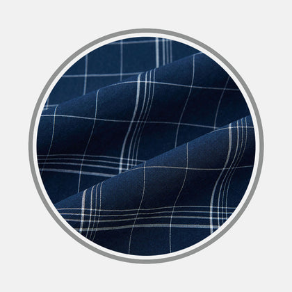 Indigo Windowpane Check Fabric Image 1