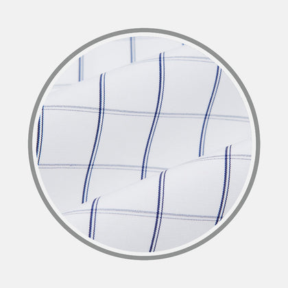 Dark Navy Double Line Check Fabric