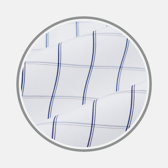 Dark Navy Double Line Check Fabric