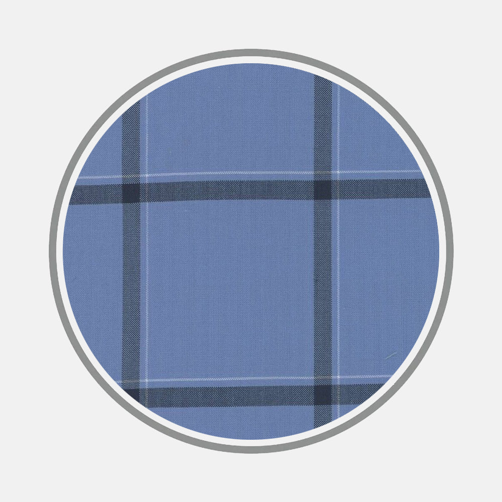 Wide Navy and Blue Check Fabric 19