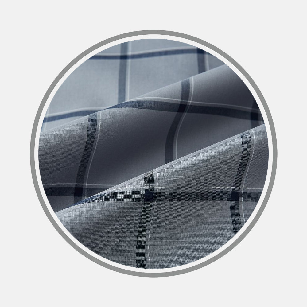 Wide Navy Check Grey Fabric 19