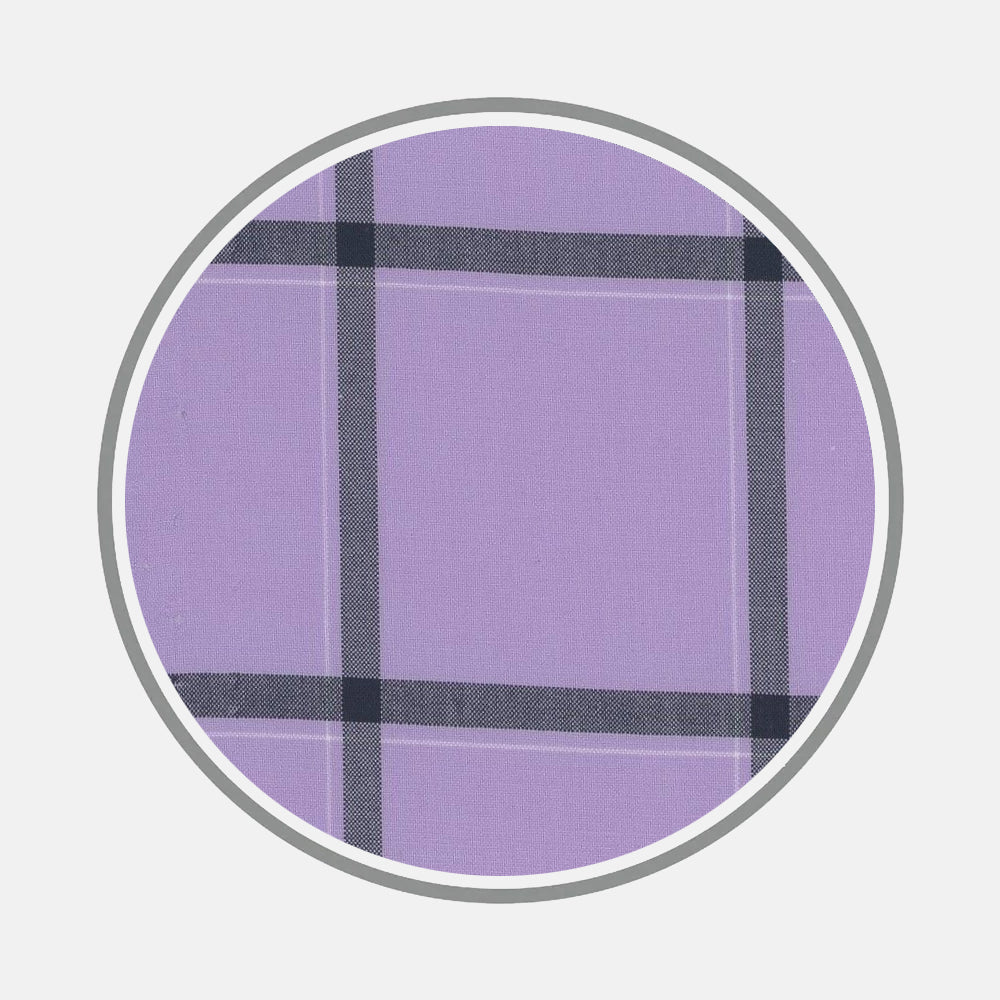 Wide Navy Check Mauve Fabric 19