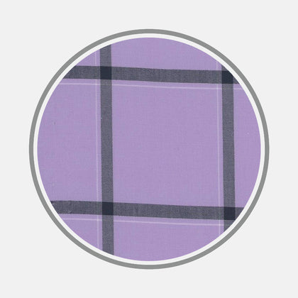 Wide Navy Check Mauve Fabric