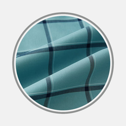 Wide Navy and Green Check Fabric
