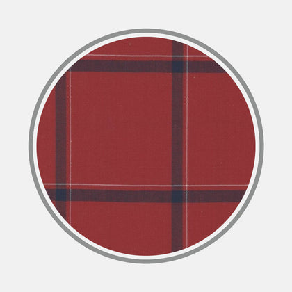 Wide Navy Check Red Fabric