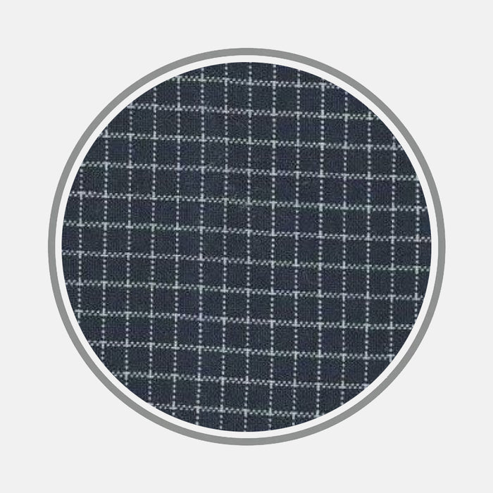 White Mini Check Navy Fabric