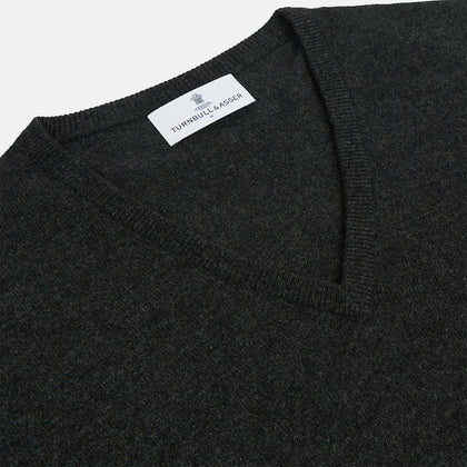 Charcoal V-Neck Cashmere Jumper Image 1
