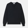 View 1 of product The Turnbull & Asser Charcoal V-Neck Cashmere Jumper, featuring long sleeves, is displayed flat on a white background.