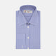 The Turnbull & Asser Mid Blue Gingham Check Shirt features a T&A collar, double cuffs, and white buttons, neatly displayed against a plain white background.