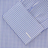 View 2 of product The Turnbull & Asser Mid Blue Gingham Check Shirt features a T&A collar, double cuffs, and white buttons, neatly displayed against a plain white background.