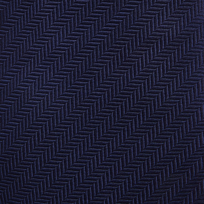 Slim Navy Herringbone Silk Tie Image 2