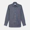 View 1 of product The Turnbull & Asser Plain Blue Oxford Weekend Fit Shirt features a Derby collar, 1-button cuffs, and a smart-casual look—perfect for weekends. Displayed flat on a white background.