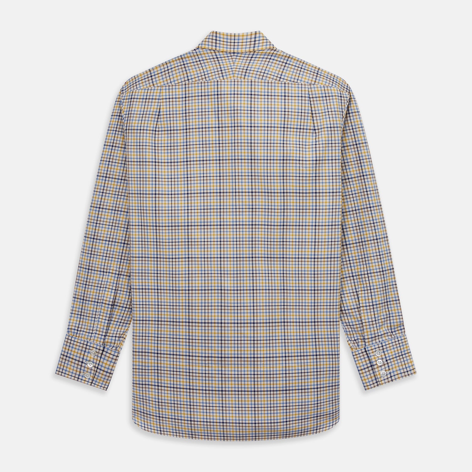View 5 of product Yellow Multi Check Regular Fit Shirt with T&A Collar and 3 Button Cuffs
