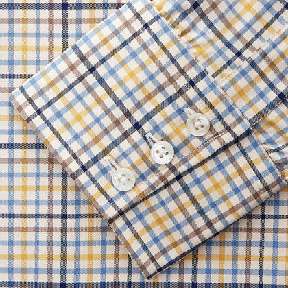 Yellow Multi Check Regular Fit Shirt with T&A Collar and 3 Button Cuffs Image 2