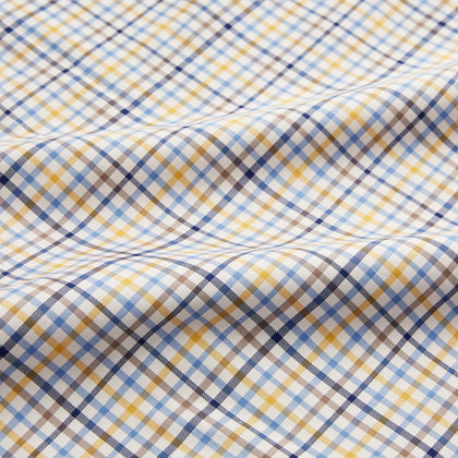 Yellow Multi Check Regular Fit Shirt with T&A Collar and 3 Button Cuffs Image 3