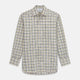The Turnbull & Asser Green Multi Check Regular Fit Shirt features a T&A collar, 3 button cuffs, and a vibrant yellow, blue, and green check pattern on white. Inspired by Harriet Smith.