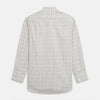 View 5 of product The Turnbull & Asser Brown Multi Check Regular Fit Cotton-Cashmere Shirt features a white base with blue, yellow, and brown checks, T&A collar, and 3 button cuffs for a smart-casual look.