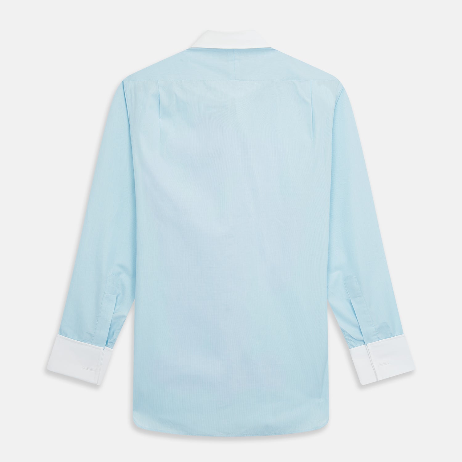 View 5 of product Green micro-check regular fit shirt by Turnbull & Asser, featuring a white T&A collar, double cuffs, and button-down front, laid flat on a white background.