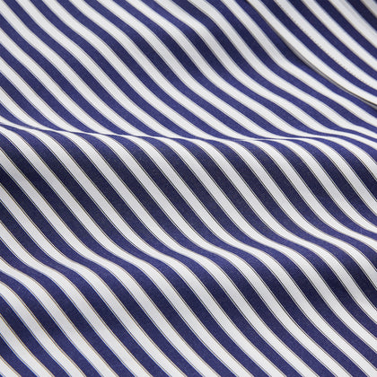 Navy & White Stripe Weekend Fit Shirt with Derby Collar and Single Button Cuffs Image 4
