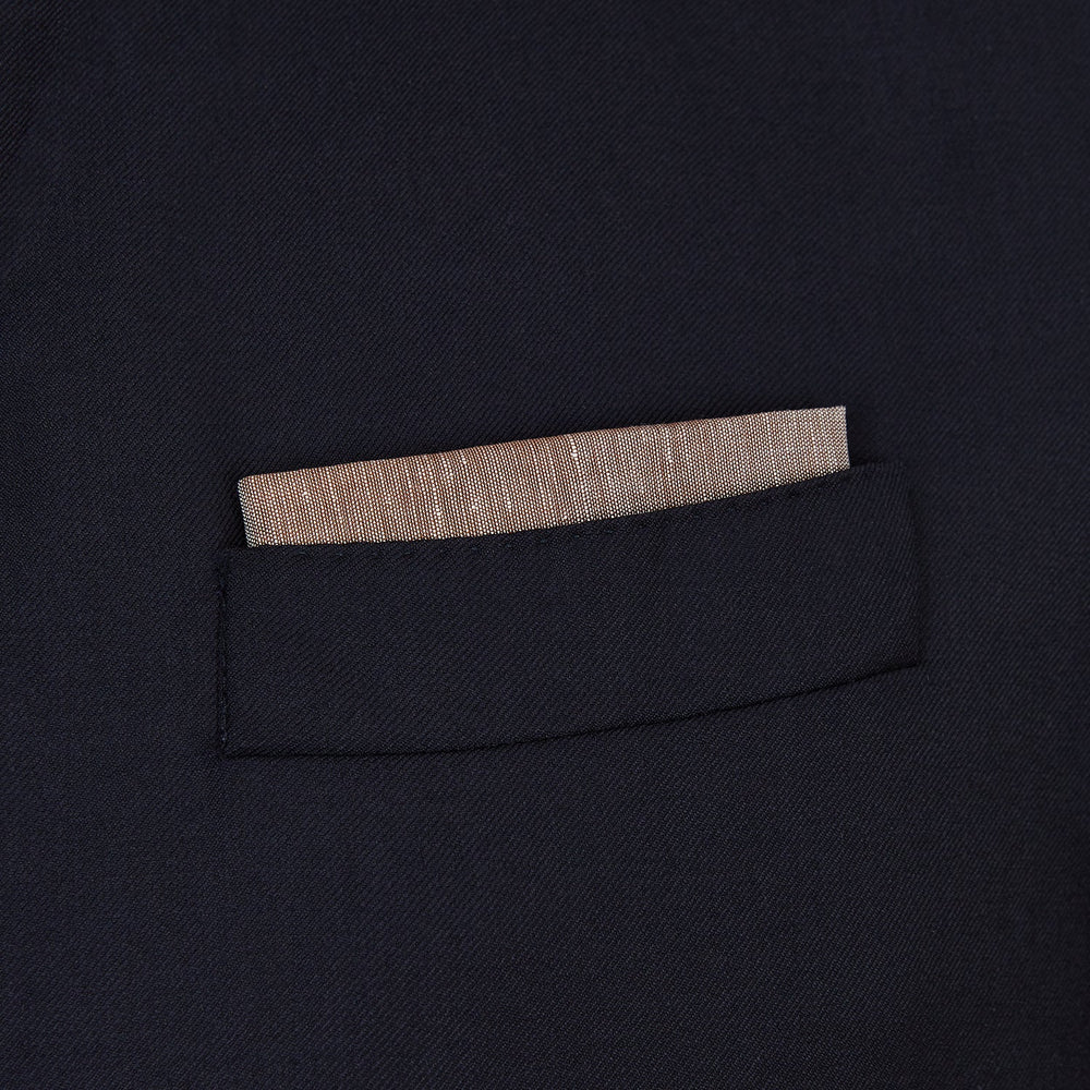 The Turnbull & Asser Burgundy Cotton-Blend Handkerchief features a textured design with subtle white lines, a blue border, and hand-rolled edges, neatly folded to display both sides.