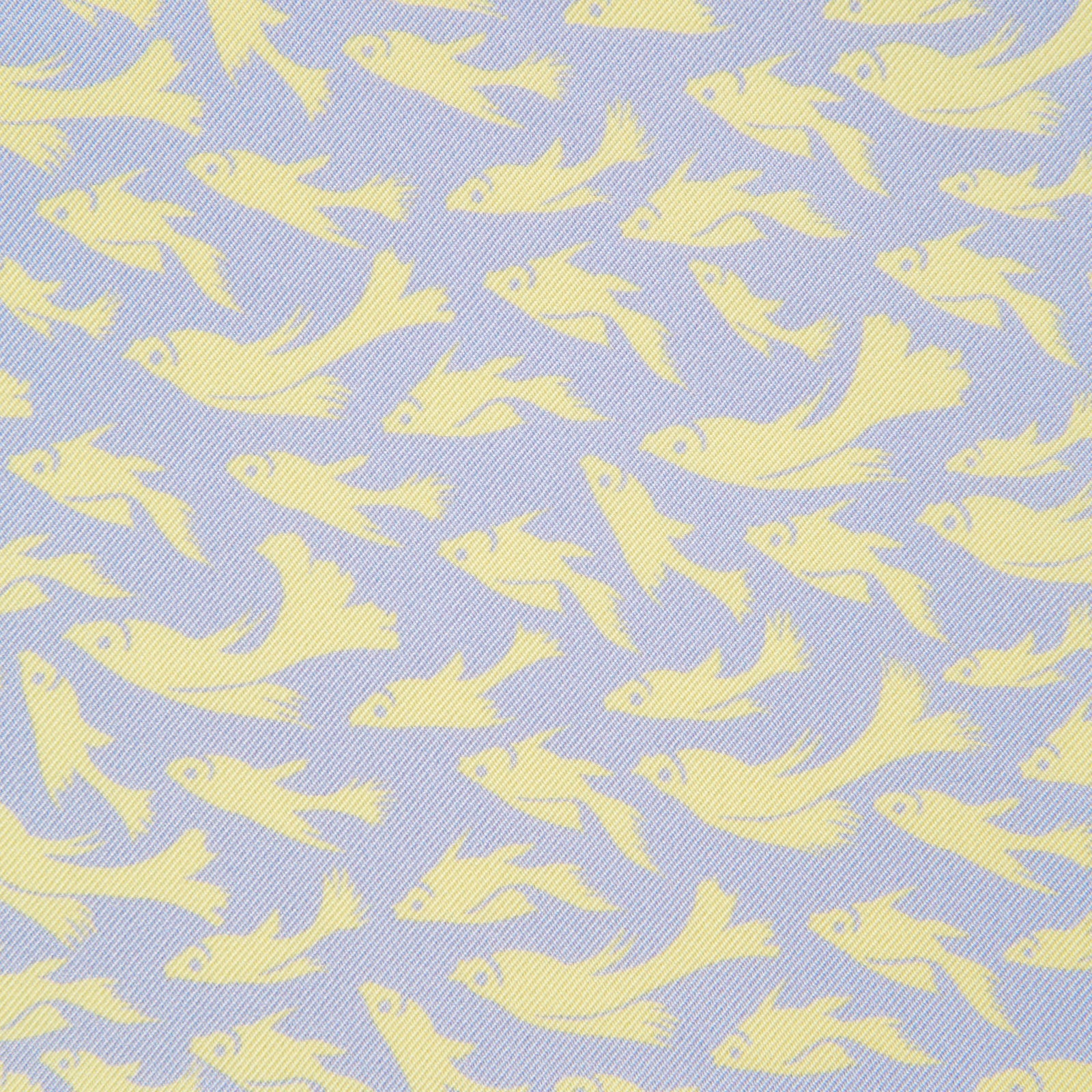 View 3 of product Turnbull & Asser’s Pale Blue and Lemon Fish Mosaic Silk Pocket Square features beige fish silhouettes forming a dense border around a white and yellow center, inspired by Mediterranean mosaics—ideal for adding artistic flair to your attire.