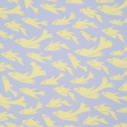 Pale Blue and Lemon Fish Mosaic Silk Pocket Square Image 2