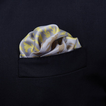 Pale Blue and Lemon Fish Mosaic Silk Pocket Square Image 1