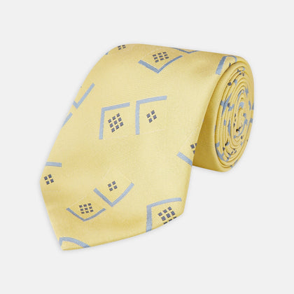 Yellow Graphic Deco Silk Tie
