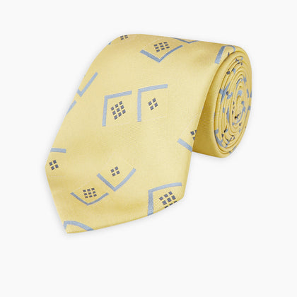 Yellow Graphic Deco Silk Tie Image 4