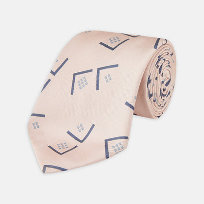 Pink Graphic Deco Silk Tie