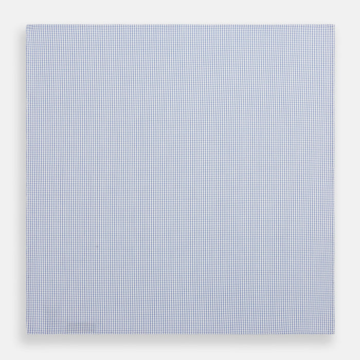 Hand Rolled Blue Graph Check Handkerchief Image 2
