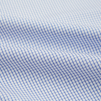 Hand Rolled Blue Graph Check Handkerchief Image 3