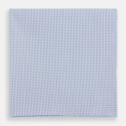 Hand Rolled Blue Graph Check Handkerchief
