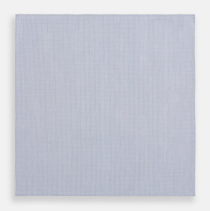 Hand Rolled Navy Graph Check Handkerchief Image 2