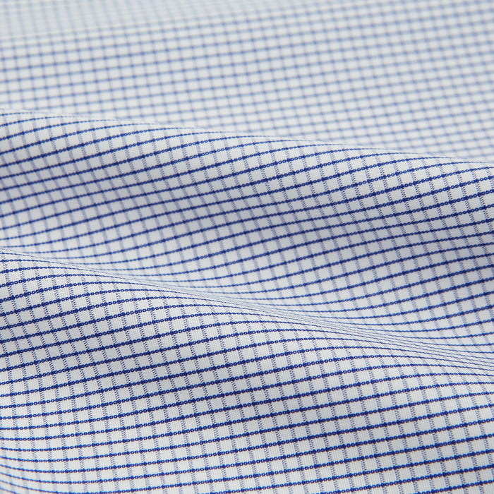 Hand Rolled Navy Graph Check Handkerchief Image 3