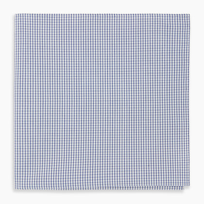 Hand Rolled Navy Graph Check Handkerchief Image 4